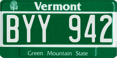 VT license plate BYY942