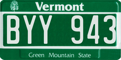 VT license plate BYY943