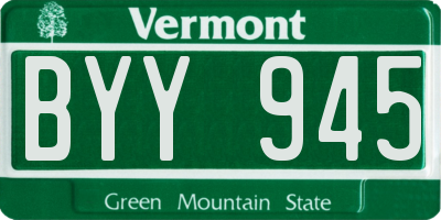 VT license plate BYY945