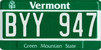 VT license plate BYY947