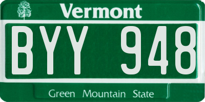 VT license plate BYY948