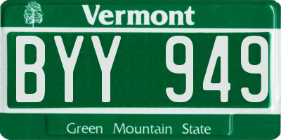 VT license plate BYY949