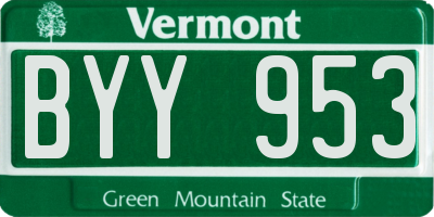 VT license plate BYY953