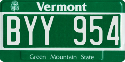 VT license plate BYY954