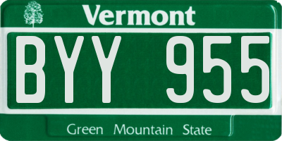 VT license plate BYY955