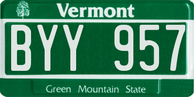 VT license plate BYY957