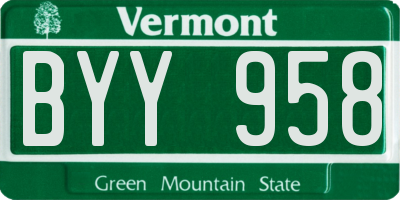 VT license plate BYY958