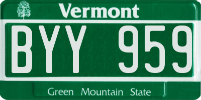 VT license plate BYY959