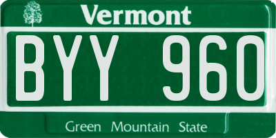 VT license plate BYY960