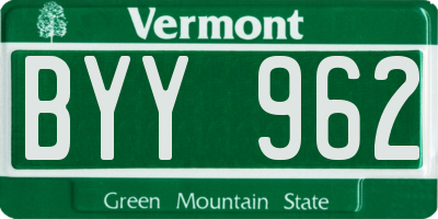 VT license plate BYY962