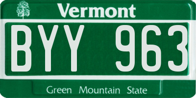 VT license plate BYY963