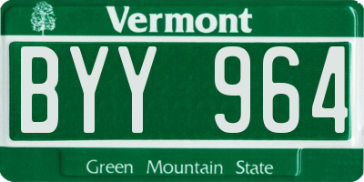 VT license plate BYY964