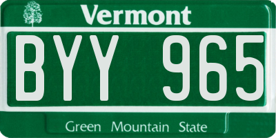 VT license plate BYY965
