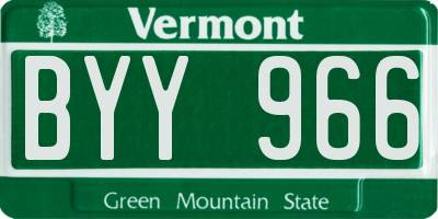 VT license plate BYY966