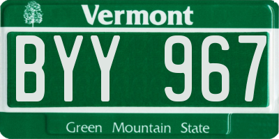 VT license plate BYY967