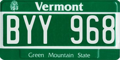 VT license plate BYY968