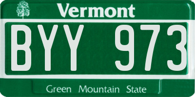 VT license plate BYY973