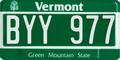 VT license plate BYY977