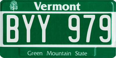 VT license plate BYY979