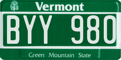 VT license plate BYY980