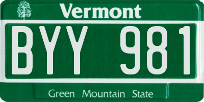 VT license plate BYY981