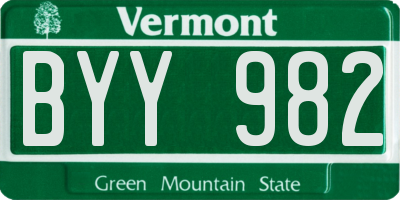 VT license plate BYY982