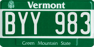 VT license plate BYY983