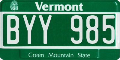VT license plate BYY985