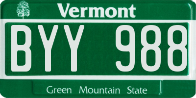 VT license plate BYY988