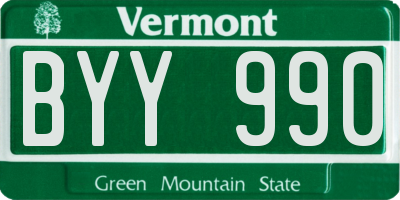 VT license plate BYY990
