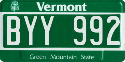 VT license plate BYY992