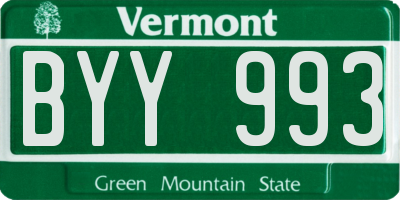 VT license plate BYY993