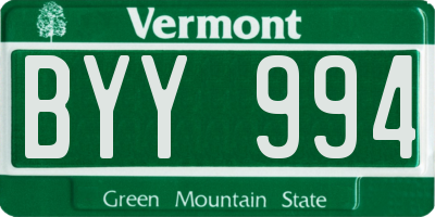 VT license plate BYY994