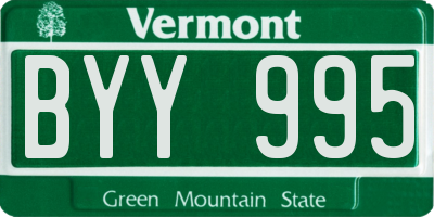 VT license plate BYY995