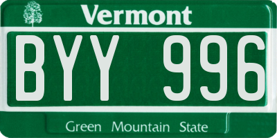 VT license plate BYY996