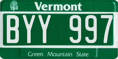 VT license plate BYY997