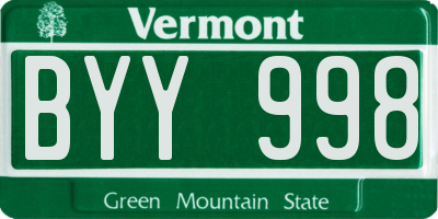 VT license plate BYY998