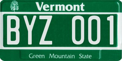 VT license plate BYZ001
