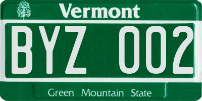 VT license plate BYZ002