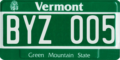 VT license plate BYZ005