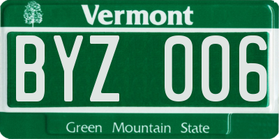 VT license plate BYZ006
