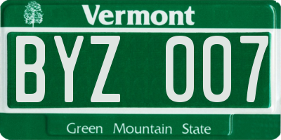 VT license plate BYZ007