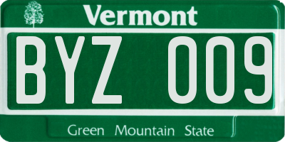 VT license plate BYZ009