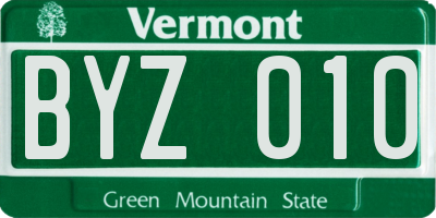 VT license plate BYZ010