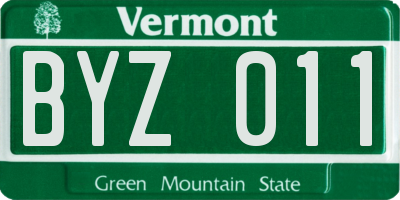 VT license plate BYZ011
