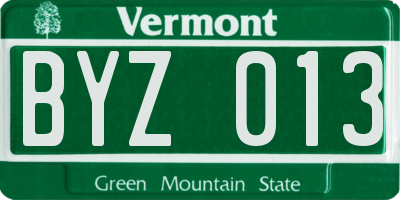 VT license plate BYZ013
