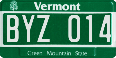 VT license plate BYZ014