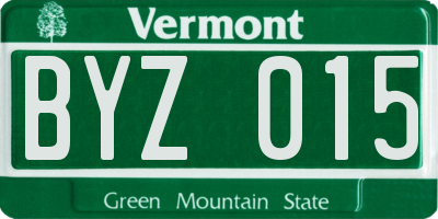 VT license plate BYZ015