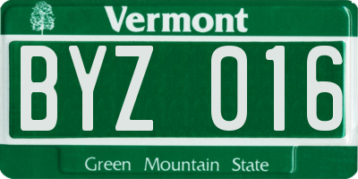 VT license plate BYZ016