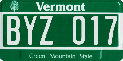 VT license plate BYZ017